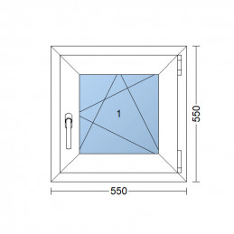 Plastové okno 55 x 55 cm, bílé, otevíravé i sklopné, pravé, 6 komor