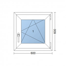 Janela plástica | 60 x 60 cm (600 x 600 mm) | branca | abertura e inclinaçao | direita