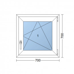 Janela plástica | 70 x 70 cm (700 x 700 mm) | branca | abertura e inclinaçao | direita