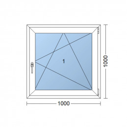 Plastové okno 100 x 100 cm, bílé, otevíravé i sklopné, pravé, 6 komor