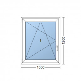 Plastové okno 100x120 cm, bílé, otevíravé i sklopné, levé, 6 komor