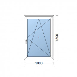 Plastové okno 100 x 150 cm, bílé, otevíravé i sklopné, pravé, 6 komor
