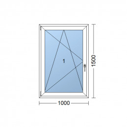Okno plastikowe | 100x150 cm (1000x1500 mm) | białe | otwierane i uchylane | lewe