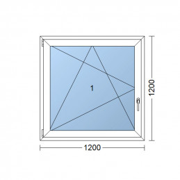 Okno plastikowe | 120x120 cm (1200x1200 mm) | białe | otwierane i uchylane | lewe