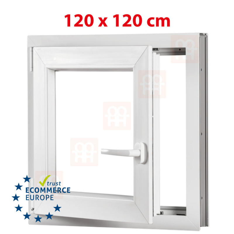 Ventana de plástico | 120x120 cm (1200x1200 mm) | blanco | apertura y basculación | izquierda