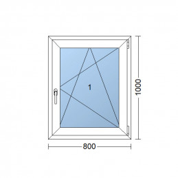 Plastové okno 80 x 100 cm, bílé, otevíravé i sklopné, pravé, 6 komor