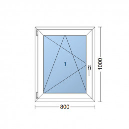 Plastové okno 80x100 cm, bílé, otevíravé i sklopné, levé, 6 komor
