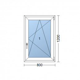 Plastové okno 80 x 120 cm, bílé, otevíravé i sklopné, pravé, 6 komor