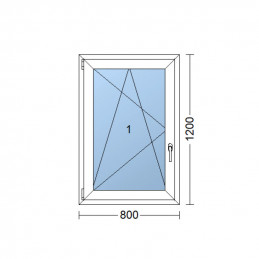 Plastové okno 80x120 cm, bílé, otevíravé i sklopné, levé, 6 komor