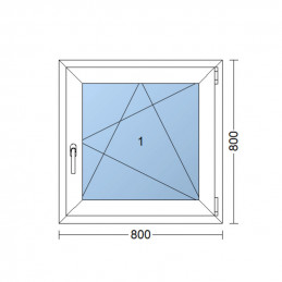 Plastové okno 80 x 80 cm, bílé, otevíravé i sklopné, pravé, 6 komor