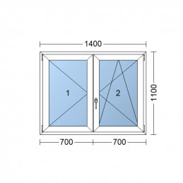 Janela de plástico | 140x110 cm (1400x1100 mm) | branco | double-hung sem mulhao (mulhao) | direito