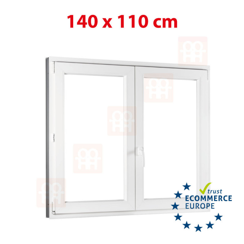 Janela de plástico | 140x110 cm (1400x1100 mm) | branco | double-hung sem mulhao (mulhao) | direito