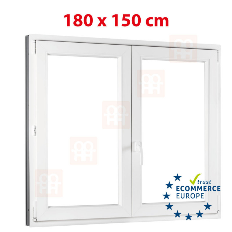 Janela de plástico | 180x150 cm (1800x1500 mm) | branco | double-hung sem mulhao (mulhao) | direito