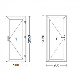 Porta plástica | 90x205 cm (900x2050 mm) | branco | sólido | direito