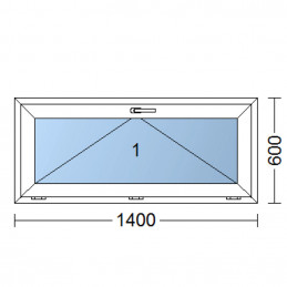 Janela plástica | 140x60 cm (1400x600 mm) | branca | inclinável