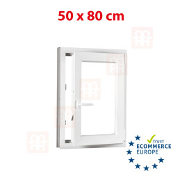 Plastic window | 50 x 80 cm (500 x 800 mm) | white | opening and tilting | right 