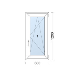 Fenetre en plastique | 60 x 120 cm (600 x 1200 mm) | blanc | ouverture et basculement | droite