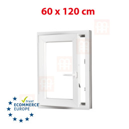 Plastic window | 60x120 cm (600x1200 mm) | white | opening and tilting | left 