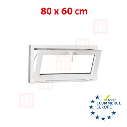 Plastic window | 80x60 cm (800x600 mm) | white | tilting / hinged 