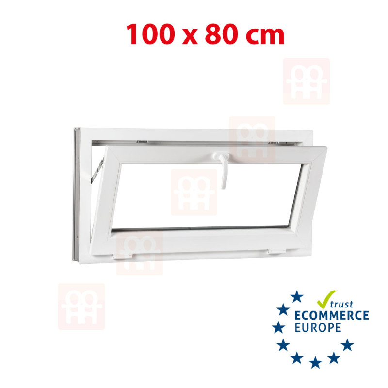 Ventana de plástico | 100x80 cm (1000x800 mm) | blanco | inclinable