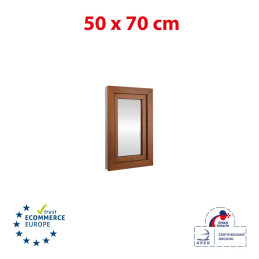 Fereastră din plastic 50x70 cm (500x700mm) deschidere și înclinare dreapta alb / stejar auriu