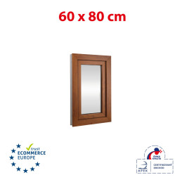 Plastic window 60x80 cm (600x800mm) opening and tilting right white / golden oak