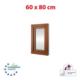 Plastic window 60x80 cm (600x800mm) opening and tilting left white / golden oak