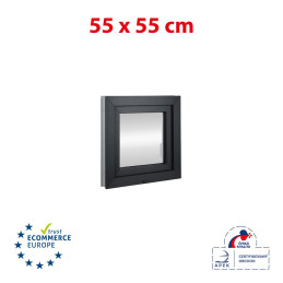 Plastic window 55x55 cm (550x550mm) opening and tilting right white / anthracite