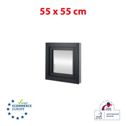 Plastic window 55x55 cm (550x550mm) opening and tilting left white / anthracite