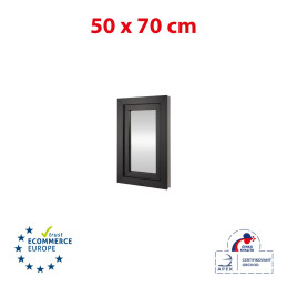 Plastic venster 50x70 cm (500x700mm) openen en vouwen links wit / antraciet