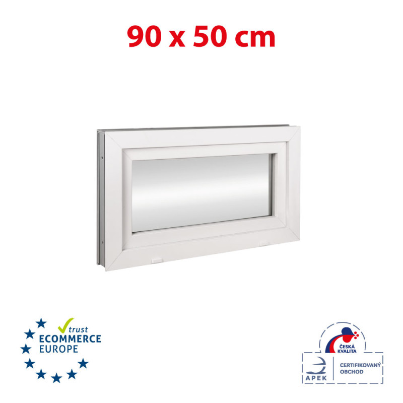 Plastic window | 90x50 cm (900x500 mm) | white | tilting / hinged 