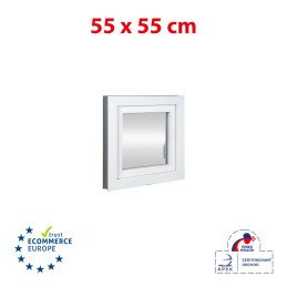 Plastic window | 55 x 55 cm (550 x 550 mm) | white | opening and tilting | right 