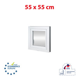 Plastic window | 55x55 cm (550x550 mm) | white | opening and tilting | left 