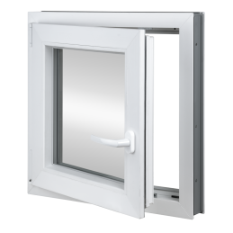 Plastic window | 55x55 cm (550x550 mm) | white | opening and tilting | left 