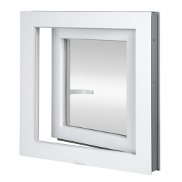 Plastic window | 55x55 cm (550x550 mm) | white | opening and tilting | left 