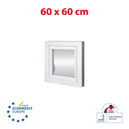 Plastic window | 60x60 cm (600x600 mm) | white | opening and tilting | left 