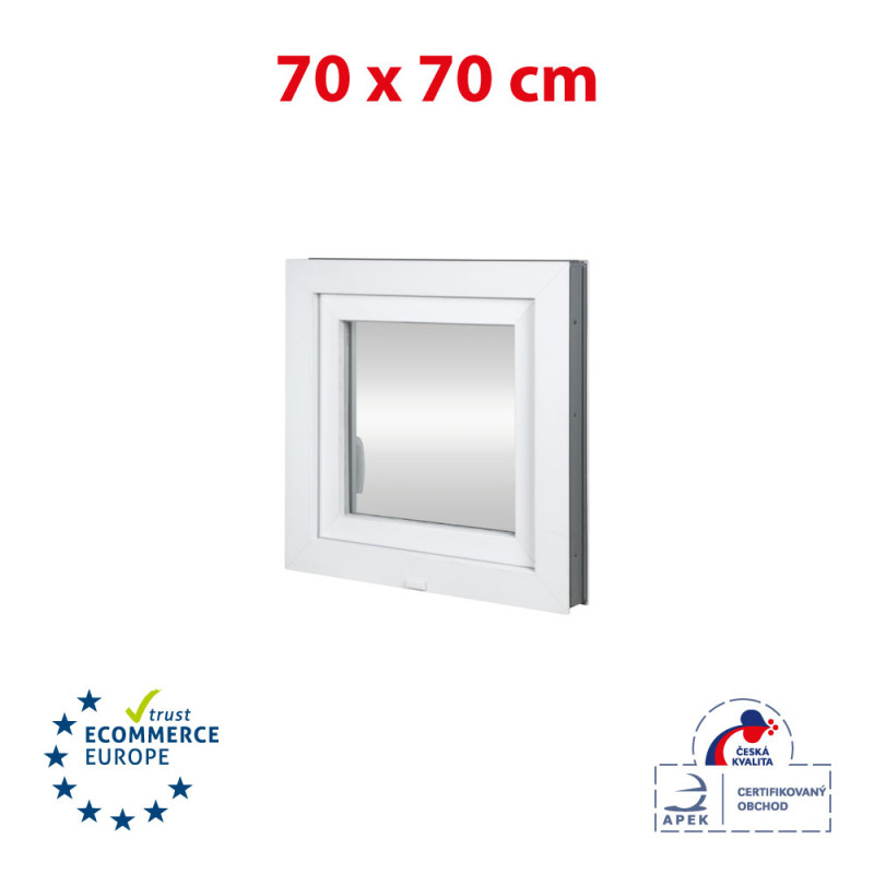 Plastic window | 70x70 cm (700x700 mm) | white | opening and tilting | left 