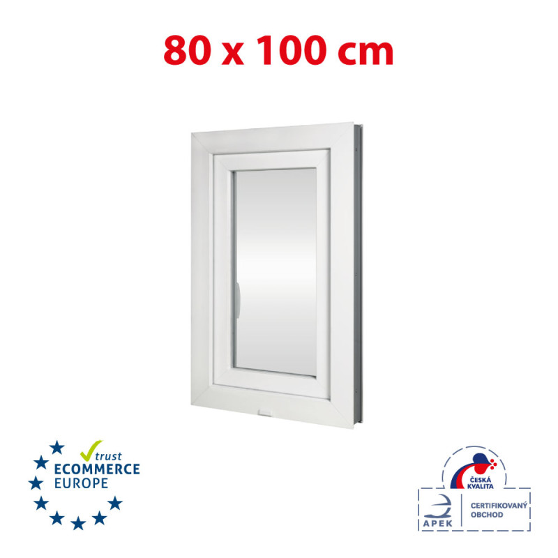 Plastic window | 80x100 cm (800x1000 mm) | white | opening and tilting | left 