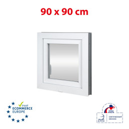 Plastic window | 90x90 cm (900x900 mm) | white | opening and tilting | left 