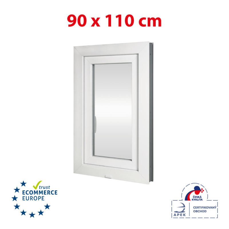 Plastic window | 90x110 cm (900x1100 mm) | white | opening and tilting | left 