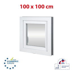 Plastic window | 100x100 cm (1000x1000 mm) | white | opening and tilting | left 