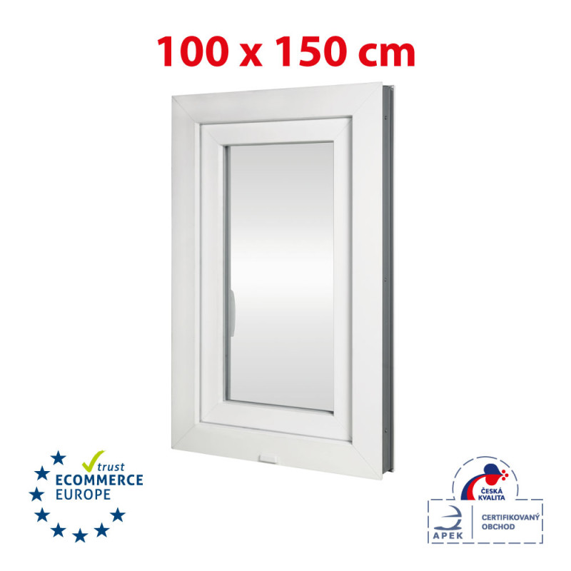 Plastic window | 100x150 cm (1000x1500 mm) | white | opening and tilting | left 