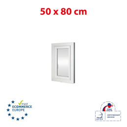 Fereastră din plastic | 50x80 cm (500x800 mm) | alb | deschidere și înclinare | stânga